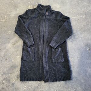 Vintage Monto Par Le Chois Coat Size M Black Acrylic Long Length Jacket Outdoor